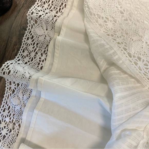White Euro Summer Lace Trim Flare Dress Size 10 midi  Bodice Vacation Summer NWT - Picture 10 of 14
